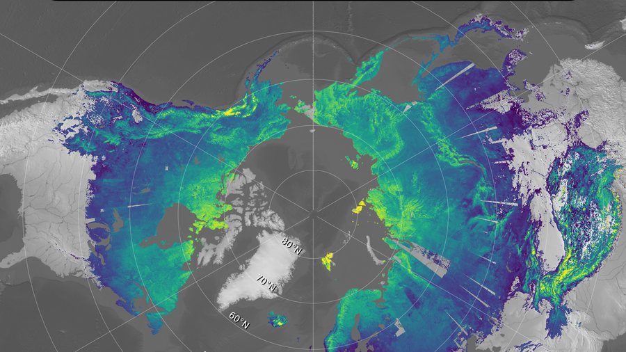 Ten-year median snowmelt runoff onset date across the Northern Hemisphere
