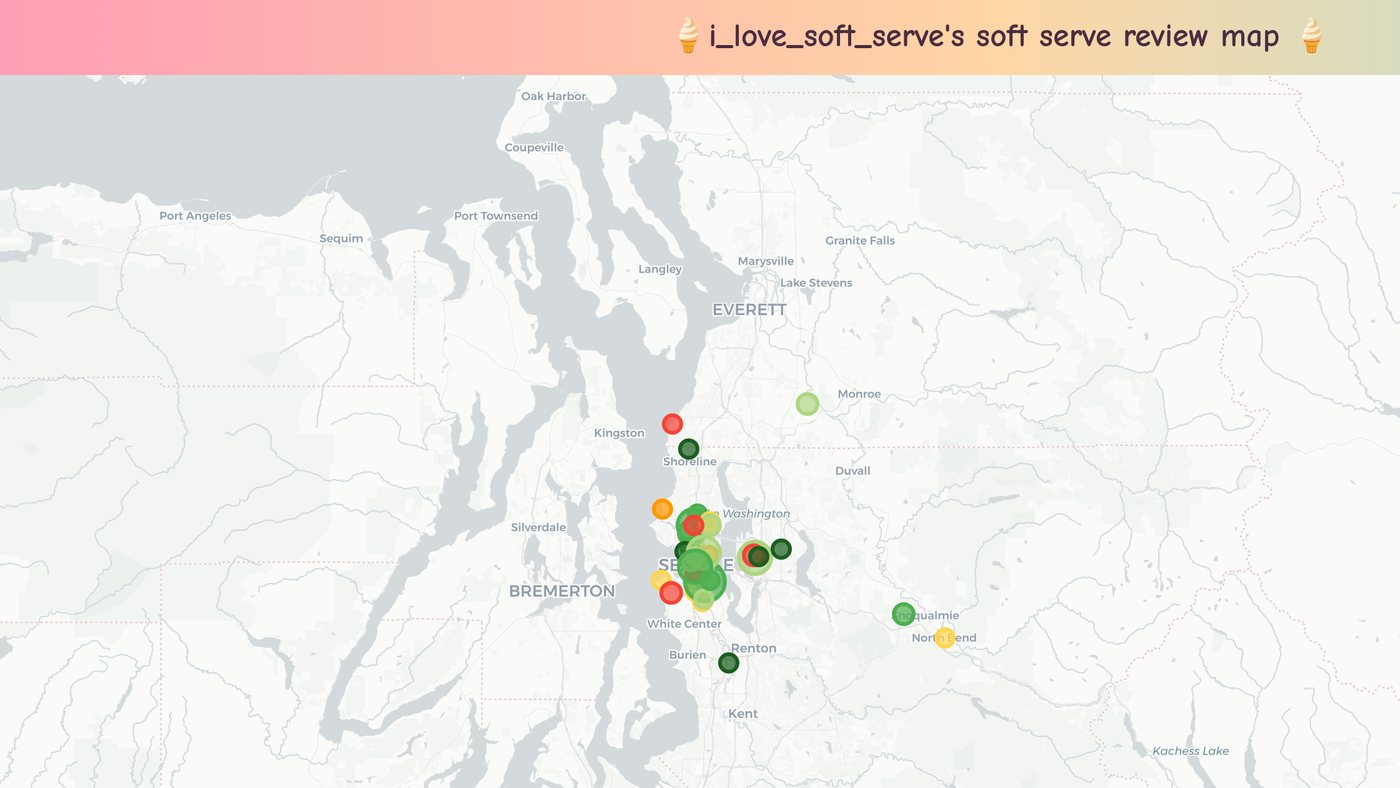 Soft serve review map, Puget Sound