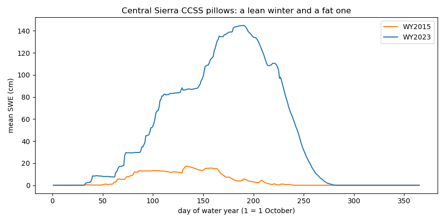 Central Sierra CCSS pillows: a lean winter and a fat one