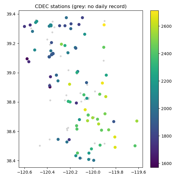 CDEC stations (grey: no daily record)