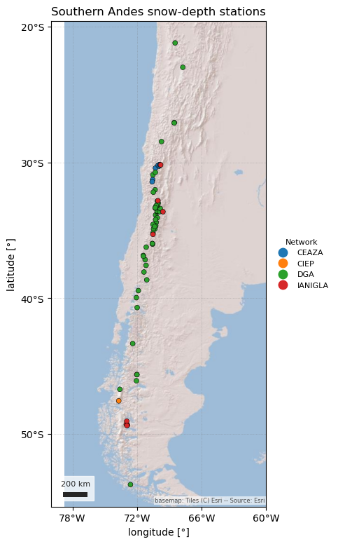 Southern Andes snow-depth stations